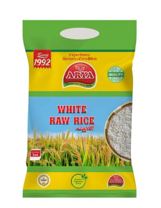 Arya Foods White Raw Rice, Pachari 5Kg