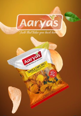 Aaryas Tapioca Chips  Spicy 250g
